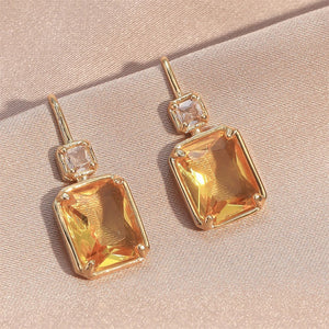 GEOMETRIC - Yellow Square Drop Earrings
