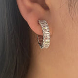 Baguette Cut C Shaped Hoop Earrings