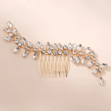 Elegant Gold Plated Leaf Inspired Hair Comb
