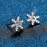 Snowflake Stud Earrings - White Gold Plated