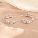 HAYWORTH - Oval Cut C Shaped Hoop Earrings