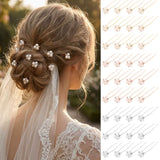 Austrian Crystal and Simulated Pearl Bridal Hairpins x 6