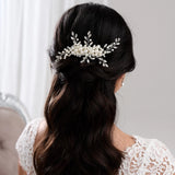 Elegant Simulated Pearl and Crystal Hair Comb