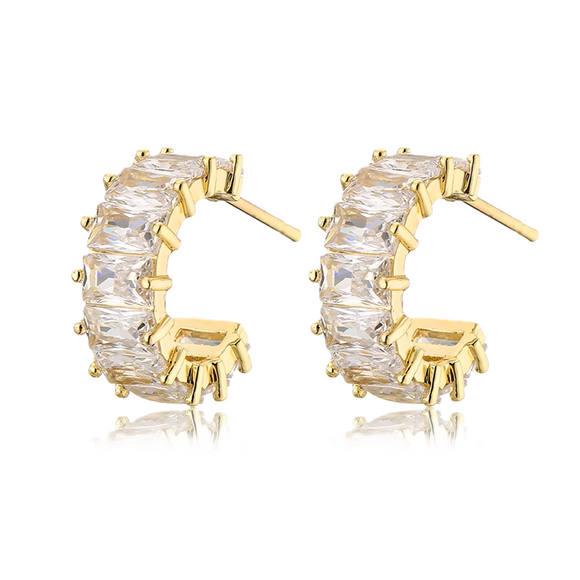 Baguette Cut Hoop Earrings