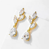 LEIGH - Marquise Cut Floral Drop Pierced Earrings