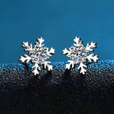 Snowflake Stud Earrings - White Gold Plated