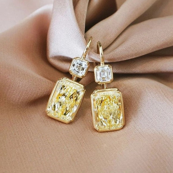 GEOMETRIC - Yellow Square Drop Earrings