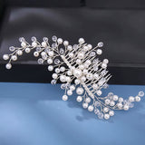 Delicate Simulated Pearl and Crystal Hair Comb