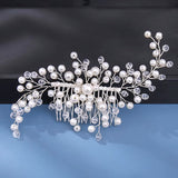 Delicate Simulated Pearl and Crystal Hair Comb