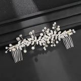 Pearl Leaf Crystal Hair Comb
