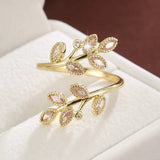 OLIVIA - Leaf Inspired Adjustable Ring