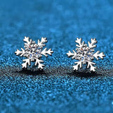 Snowflake Stud Earrings - White Gold Plated