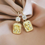 GEOMETRIC - Yellow Square Drop Earrings