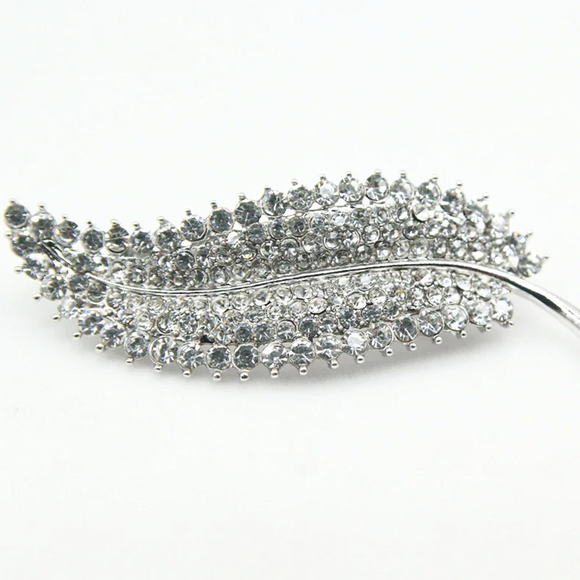 Crystal Leaf Brooch
