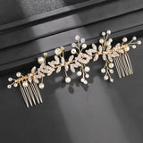 Pearl Leaf Crystal Hair Comb
