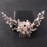 Floral Pearl and Crystal Hair Comb