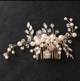 Simulated Pearl and Crystal Floral Hair Comb