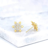 Cubic Zirconia Snowflake Stud Earrings