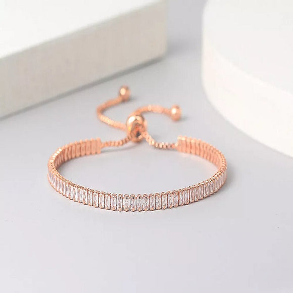 Delicate Baguette Cut Adjustable Bracelet