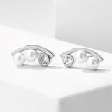 Triple Simulated Pearl Bar Stud Earrings