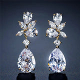 LAMOUR - "Dollie" Marquise Cut Leaf Inspired Pear Drop Earrings