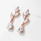 LEIGH - Marquise Cut Floral Drop Pierced Earrings