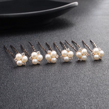 Austrian Crystal and Simulated Pearl Bridal Hairpins x 6