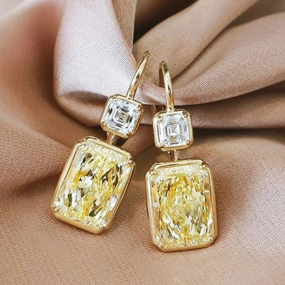 GEOMETRIC - Yellow Square Drop Earrings