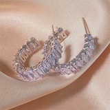 Baguette Cut C Shaped Hoop Earrings