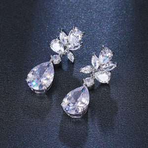 LAMOUR - "Dollie" Marquise Cut Leaf Inspired Pear Drop Earrings - Petite