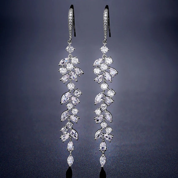 LOMBARD - Marquise Cut Leaf Inspired Drop Earrings