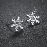 Snowflake Stud Earrings - White Gold Plated