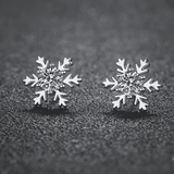 Snowflake Stud Earrings - White Gold Plated