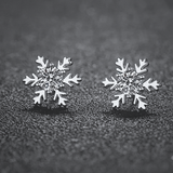 Snowflake Stud Earrings - White Gold Plated