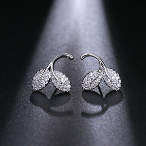 Delicate Double Leaf Inspired Pierced Earrings