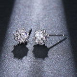 Stylish White Gold plated & Cubic Zirconia Stud Pierced Earrings