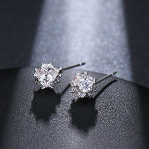 Stylish White Gold plated & Cubic Zirconia Stud Pierced Earrings