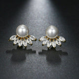 HEPBURN - Simulated Pearl and Marquise Cut Pierced Earrings