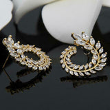 HARLOW - "Jeanie" Marquise Cut Leaf Inspired Circle Pierced Earrings