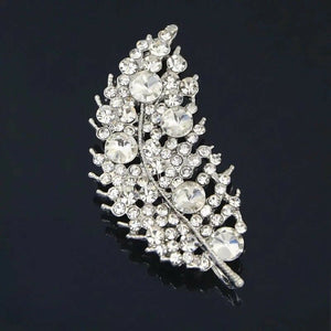 Crystal Leaf Brooch