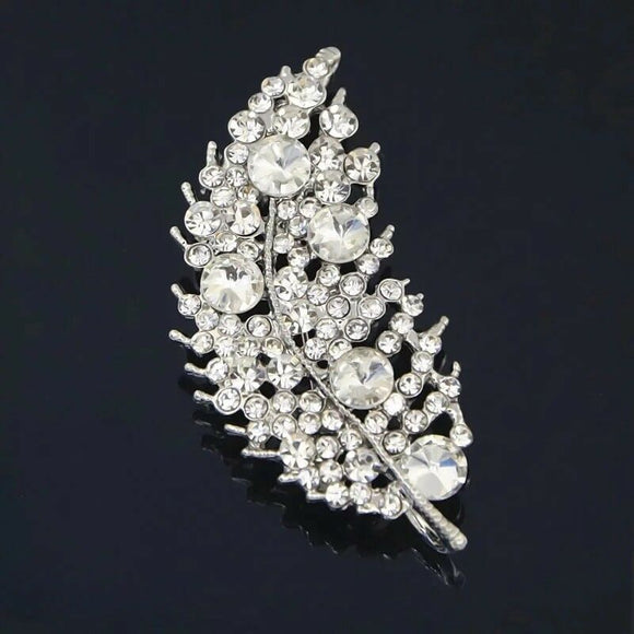 Crystal Leaf Brooch