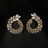 HARLOW - "Jeanie" Marquise Cut Leaf Inspired Circle Pierced Earrings