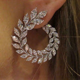 HARLOW - "Jeanie" Marquise Cut Leaf Inspired Circle Pierced Earrings