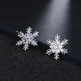 Cubic Zirconia Snowflake Pierced Earrings