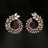 HARLOW - "Jeanie" Marquise Cut Leaf Inspired Circle Pierced Earrings