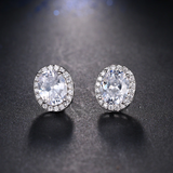 Oval Pavé Pierced Earrings