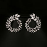 HARLOW - "Jeanie" Marquise Cut Leaf Inspired Circle Pierced Earrings