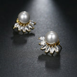 HEPBURN - Simulated Pearl and Marquise Cut Pierced Earrings