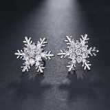 Cubic Zirconia Snowflake Pierced Earrings