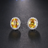 Oval Pavé Pierced Earrings